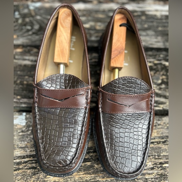 Hitchcock Wide Shoes for Men Croc Moc Brown Leather Penny Loafer Sz 11 5E G8 - Picture 12 of 12